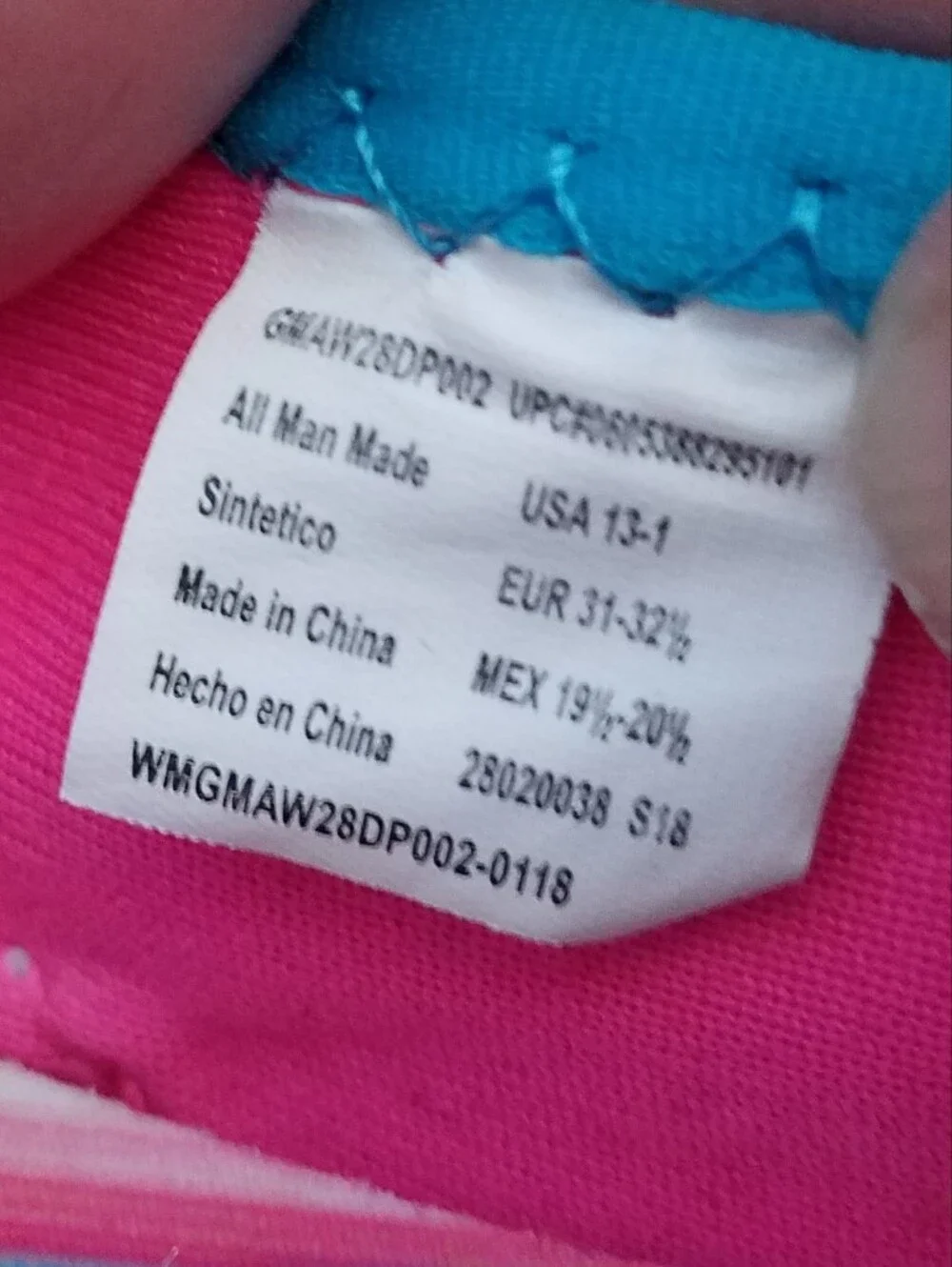 Athletic Works Pink & Teal Girls Swim Shoes - Size 13/1 Water Shoes
